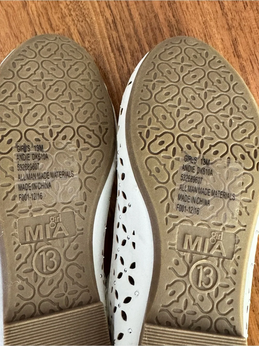 MIA White Laser-Cut T‑Strap Girls' Dress Flats
